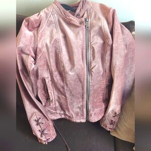 Women's Velvet Mauve Free People asymmetrical Zip moto jacket S/petite